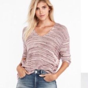 Express Double V Tunic Sweater Pink XXSMALL
